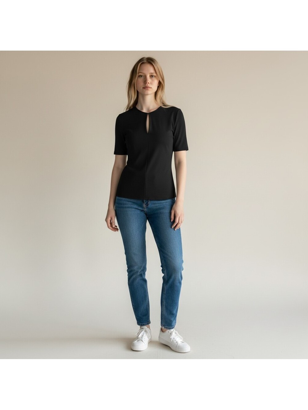 Banana Republic Blouse Women S Small Black Short Sleeve Round Neck Rayon Casual